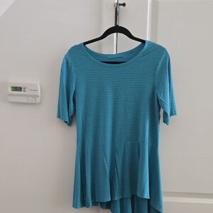 Cut Loose Teal Striped Short Sleeve Flared Tunic
